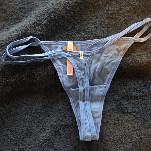 Victoria's Secret Pink! light blue mesh double strap V-string panties size XL - Picture 2 of 3